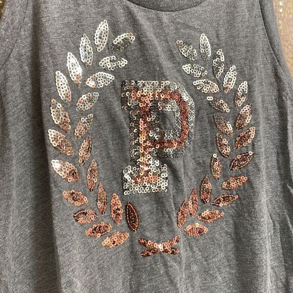 PINK Victoria’s Secret gray and rosegold/silver bling crest tanktop, size S EUC - Picture 2 of 4